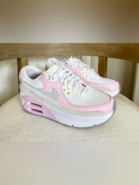 Nike Women’s Air Max 90 LV8 Platform Sneakers 🌸 White, Pink & Light Gray